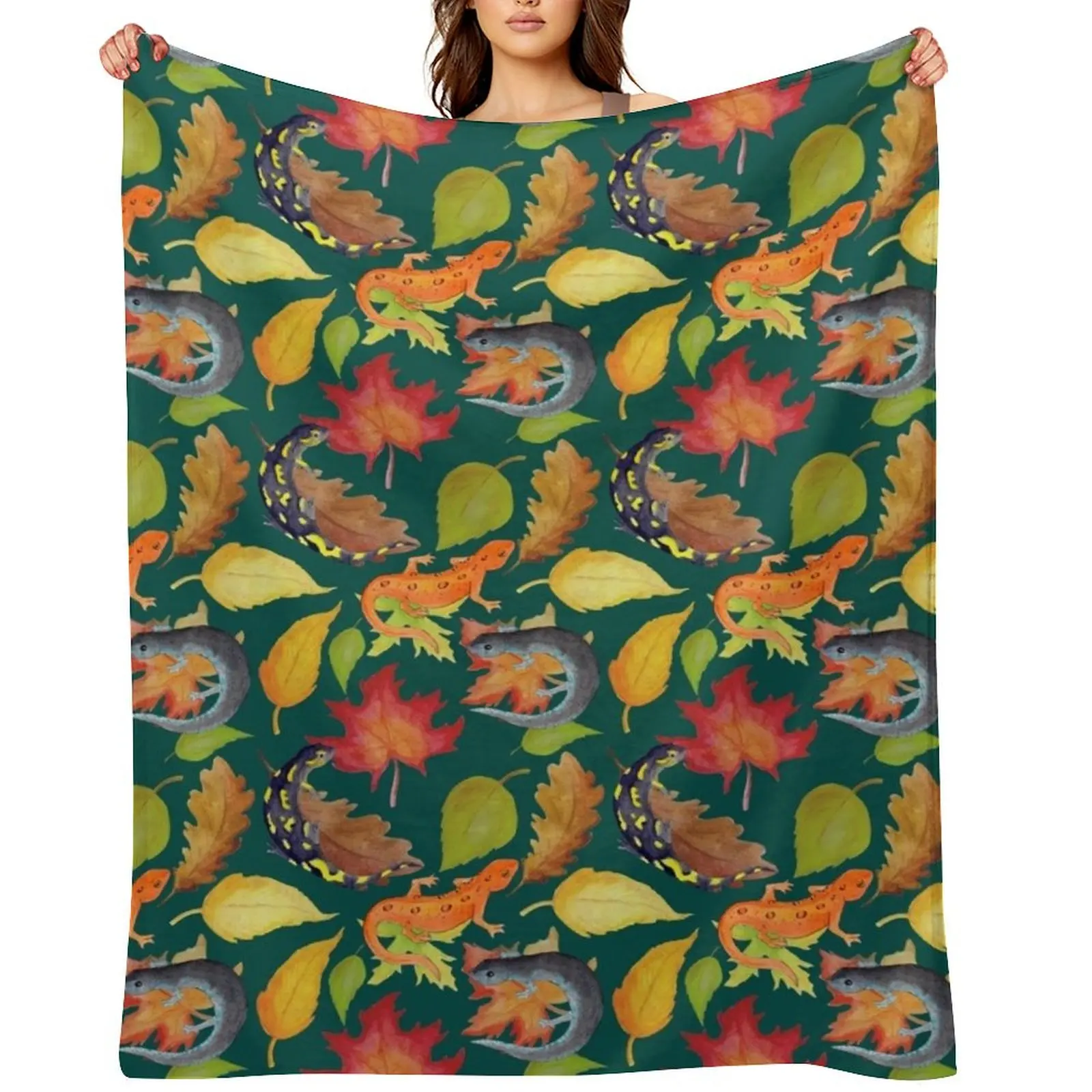 Salamander Leaves Watercolor Pattern- Dark Green Throw Blanket Warm Summer warm for winter Vintage Blankets
Salamander Leaves Watercolor Pattern- Dark Green Throw Blanket Warm Summer warm for winter Vintage Blankets
