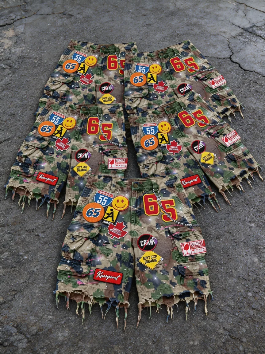 Hip Hop Retro Camo Patchwork Denim Shorts Streetwear Y2K Jeans Men Women Cartoon Graphics Loose Denim Fitness Casual Shorts
Hip Hop Retro Camo Patchwork Denim Shorts Streetwear Y2K Jeans Men Women Cartoon Graphics Loose Denim Fitness Casual Shorts