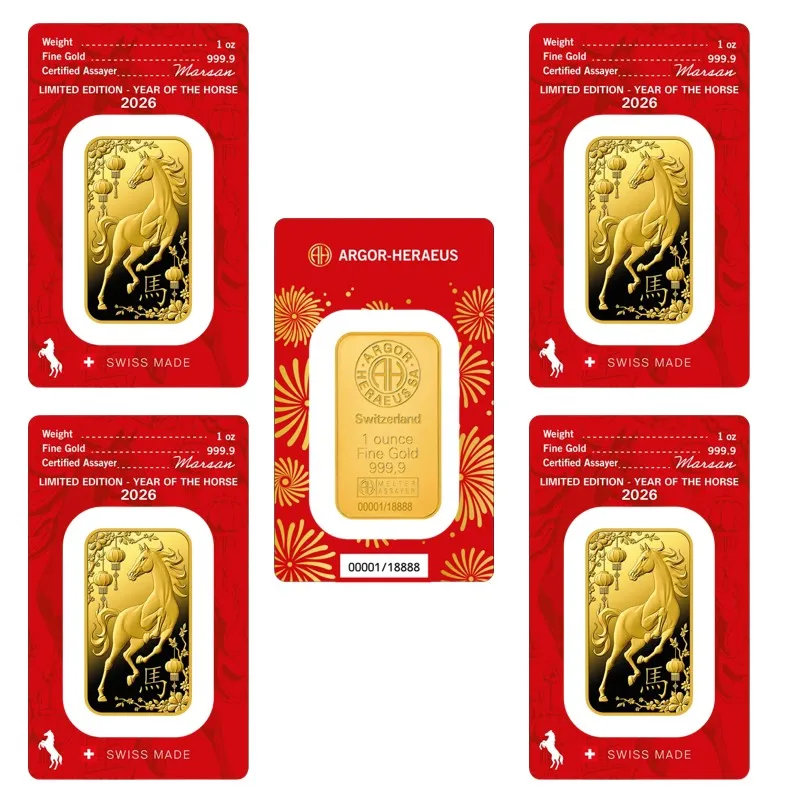 2026 Argor Horse 1oz Gold Bar Bullion 24K Gold Plated Brass Bars Non Magnetic Acrylic Seal Packaging Crafts for Collection
2026 Argor Horse 1oz Gold Bar Bullion 24K Gold Plated Brass Bars Non Magnetic Acrylic Seal Packaging Crafts for Collection