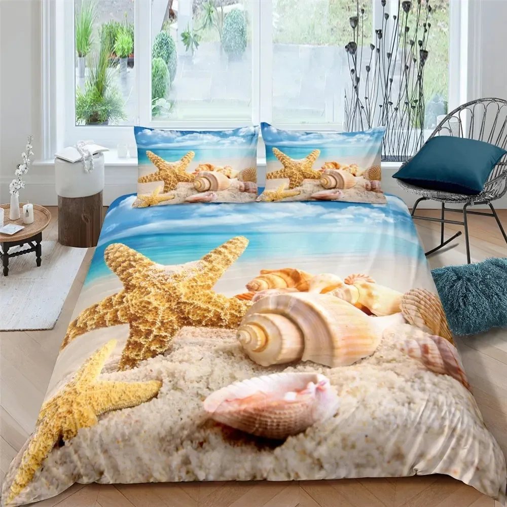 Starfish Bedding Set Hawaii Tropical Landscape Duvet Cover,Beach Conch Comforter King Queen Size Quilt Cover Set for Kids Teens 
Starfish Bedding Set Hawaii Tropical Landscape Duvet Cover,Beach Conch Comforter King Queen Size Quilt Cover Set for Kids Teens