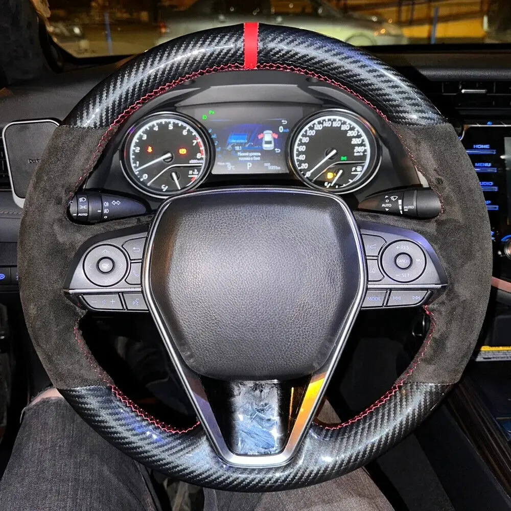 Hand Sewing Black Suede Carbon Fiber Leather Car Steering Wheel Cover Wrap for Toyota Avalon Camry RAV4 Accessories
Hand Sewing Black Suede Carbon Fiber Leather Car Steering Wheel Cover Wrap for Toyota Avalon Camry RAV4 Accessories