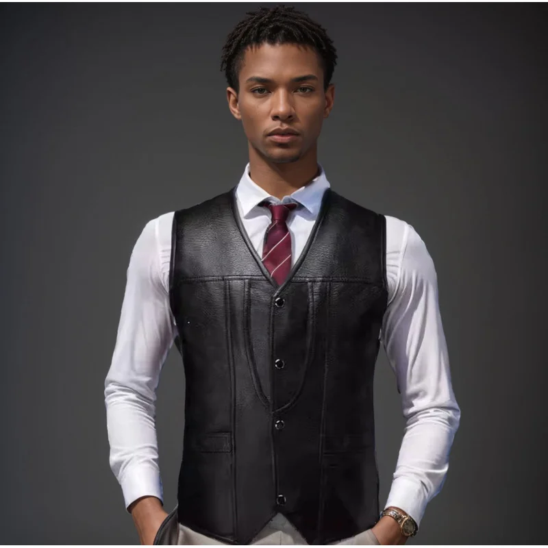 In Stock Men's Vest2024Spring and Autumn Fashion CityVWord Collar VestPULeather Vest Men's Vest
In Stock Men's Vest2024Spring and Autumn Fashion CityVWord Collar VestPULeather Vest Men's Vest