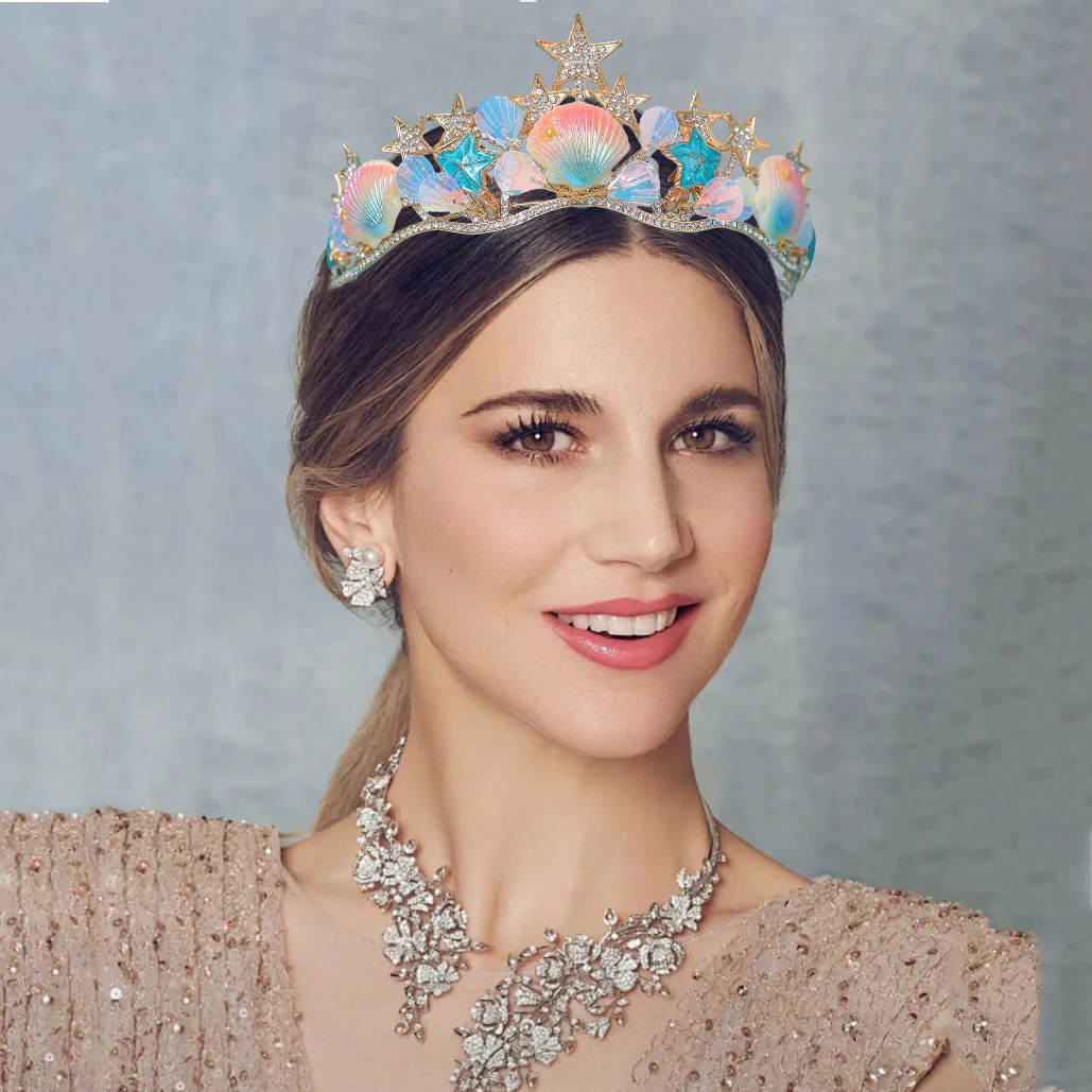 Foreign trade fish scales shell crown hair accessories starfish baroque princess crown hair accessories party accessories
Foreign trade fish scales shell crown hair accessories starfish baroque princess crown hair accessories party accessories