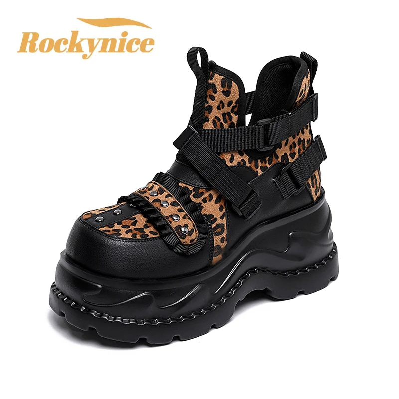 Punk Style Chunky Heels Ankle Boots Thick Bottom Leopard High Top Sneakers Woman New Spring Buckle Strap Ins Lolita Retro Shoes
Punk Style Chunky Heels Ankle Boots Thick Bottom Leopard High Top Sneakers Woman New Spring Buckle Strap Ins Lolita Retro Shoes