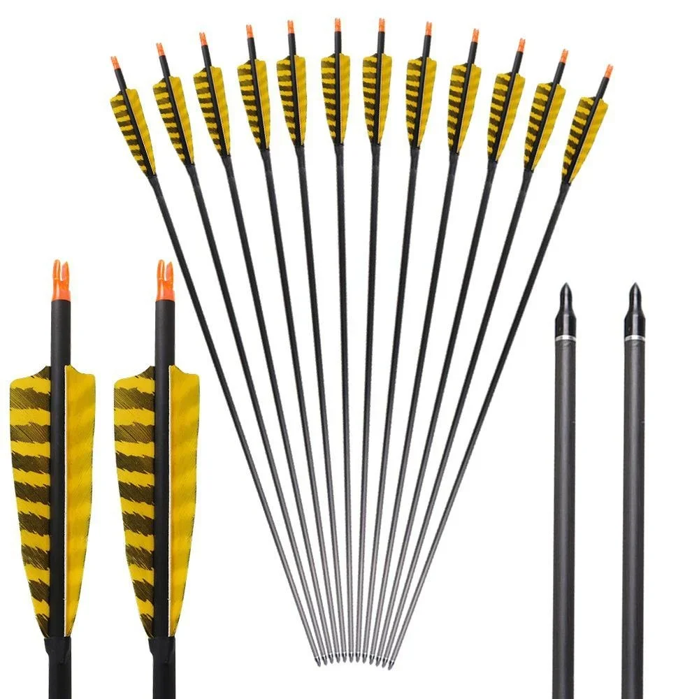 400 deflection replaceable arrows traditional reverse bow general arrow bow accessories striped real feather pure carbon 12PCS
400 deflection replaceable arrows traditional reverse bow general arrow bow accessories striped real feather pure carbon 12PCS