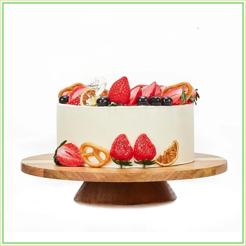 12" Acacia Wood Revolving Cake Stand, 2" High Turntable for Cake
12" Acacia Wood Revolving Cake Stand, 2" High Turntable for Cake
