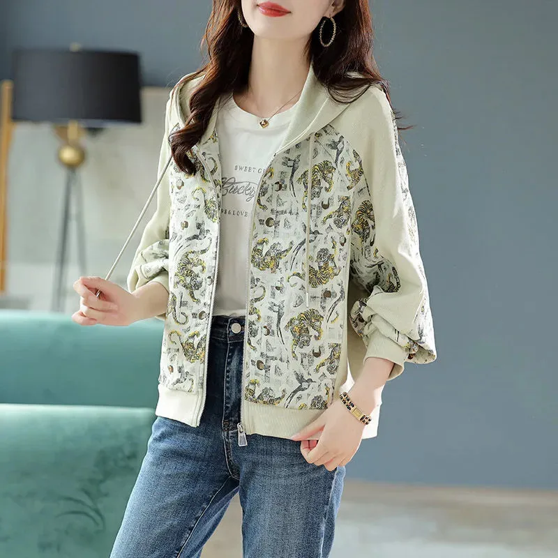Cotton Jacket Women 2023 Spring Autumn Hooded Coat New Loose Jacquard Spliced Hoodies Long Sleeve Outwear Short Jackets Female
Cotton Jacket Women 2023 Spring Autumn Hooded Coat New Loose Jacquard Spliced Hoodies Long Sleeve Outwear Short Jackets Female