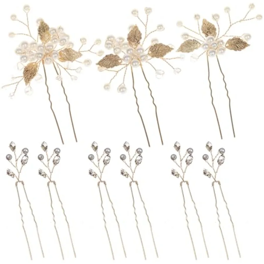 9PCS Gold Leaf Hair accessories and White Crystal Pearls Hair Pins for Women and Girls. Wedding Hair Clips for Bride, Bridesmai
9PCS Gold Leaf Hair accessories and White Crystal Pearls Hair Pins for Women and Girls. Wedding Hair Clips for Bride, Bridesmai