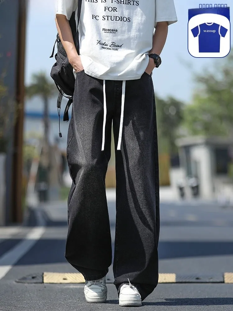 WASSUP DOZEN High Street Clean Washed Drawstring Straight Leg Cotton Jeans Men's Autumn Wide Leg Slimming Denim Jeans
WASSUP DOZEN High Street Clean Washed Drawstring Straight Leg Cotton Jeans Men's Autumn Wide Leg Slimming Denim Jeans