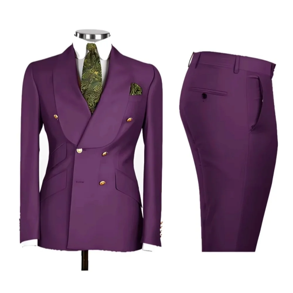 Suits 2 PCS Men's Smart Casual Solid Formal Tuxedo with Shawl Lapel Double Breasted Jacket And Pants for Business And Wedding
Suits 2 PCS Men's Smart Casual Solid Formal Tuxedo with Shawl Lapel Double Breasted Jacket And Pants for Business And Wedding