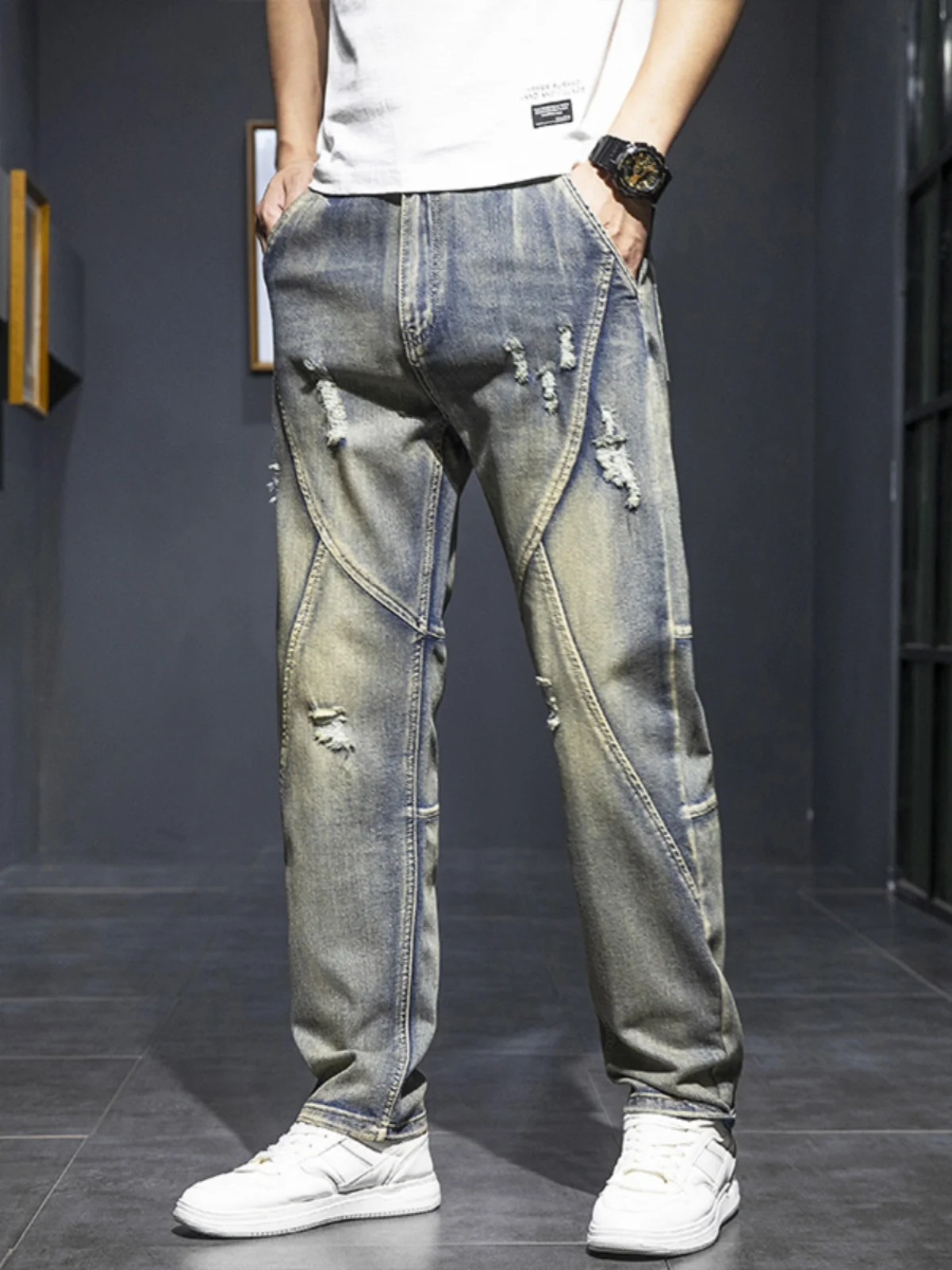 Men's Slim Fit Blue Jeans Summer Thin Straight Leg Torn Casual Youth Trendy Cotton Polyester Blend Long Pants Straight Foot
Men's Slim Fit Blue Jeans Summer Thin Straight Leg Torn Casual Youth Trendy Cotton Polyester Blend Long Pants Straight Foot