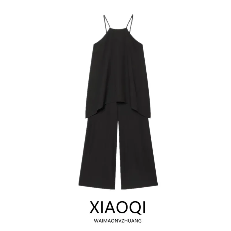 Summer 2026 New Women's One-Piece Suit Double Layer Woven Strap Neck Hanging High Waist Wide Leg Pants Commute Style Long Pants
Summer 2026 New Women's One-Piece Suit Double Layer Woven Strap Neck Hanging High Waist Wide Leg Pants Commute Style Long Pants