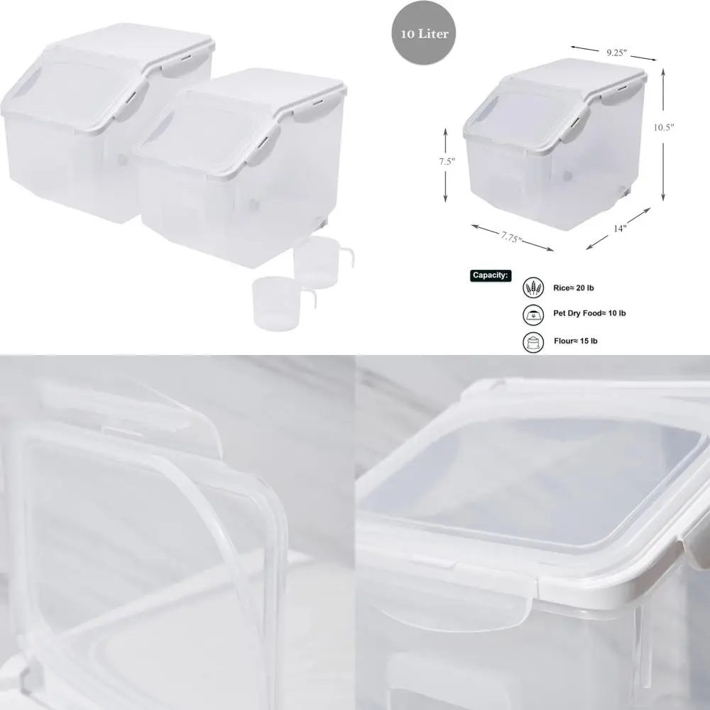 Двойные контейнеры для хранения риса и зерна на 10 литров с мерными стаканчиками, без BPA, прозрачные
Двойные контейнеры для хранения риса и зерна на 10 литров с мерными стаканчиками, без BPA, прозрачные