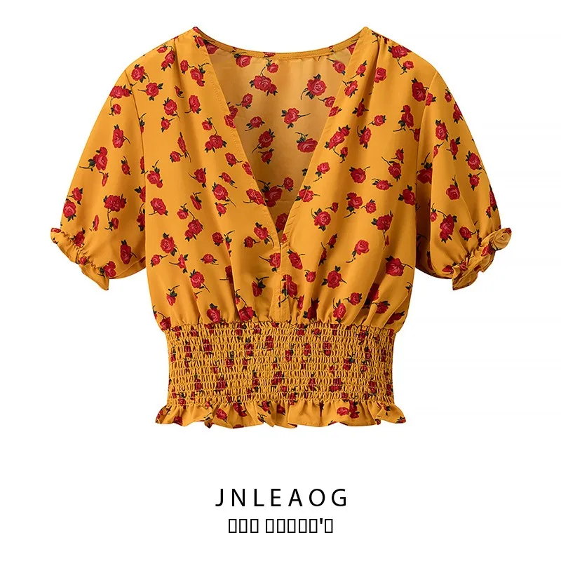 JNLEAOG Осенняя Новая Модная Повседневная Короткая Рубашка Женская с Цветочным Принтом, V-образным Вырезом, Завышенной Талией, Из Полиэфирного Волокна, С Обычным Рукавом, Блузка
JNLEAOG Осенняя Новая Модная Повседневная Короткая Рубашка Женская с Цветочным Принтом, V-образным Вырезом, Завышенной Талией, Из Полиэфирного Волокна, С Обычным Рукавом, Блузка