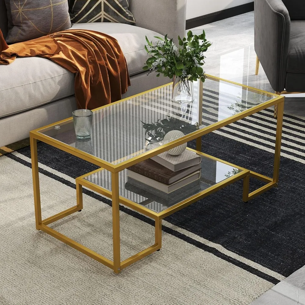 42" Rectangular Glass Tea Table for Living Room, 2-Tier Center Tea Table with Metal Frame for Small Space
42" Rectangular Glass Tea Table for Living Room, 2-Tier Center Tea Table with Metal Frame for Small Space