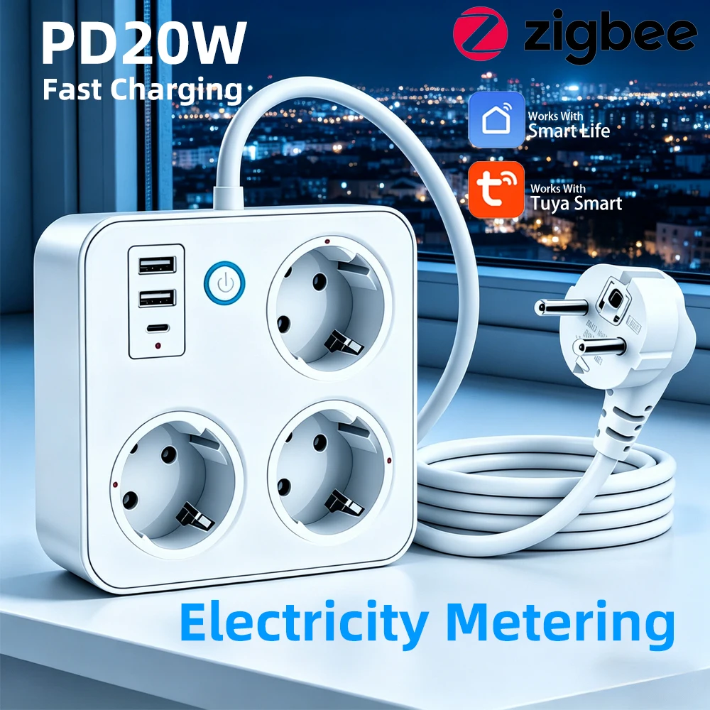 BORUIDAPLS EU Smart Power Board Tuya ZigBee USB PD20W Power Metering Remote Voice Control for Alexa Google Home Extension Cable
BORUIDAPLS EU Smart Power Board Tuya ZigBee USB PD20W Power Metering Remote Voice Control for Alexa Google Home Extension Cable