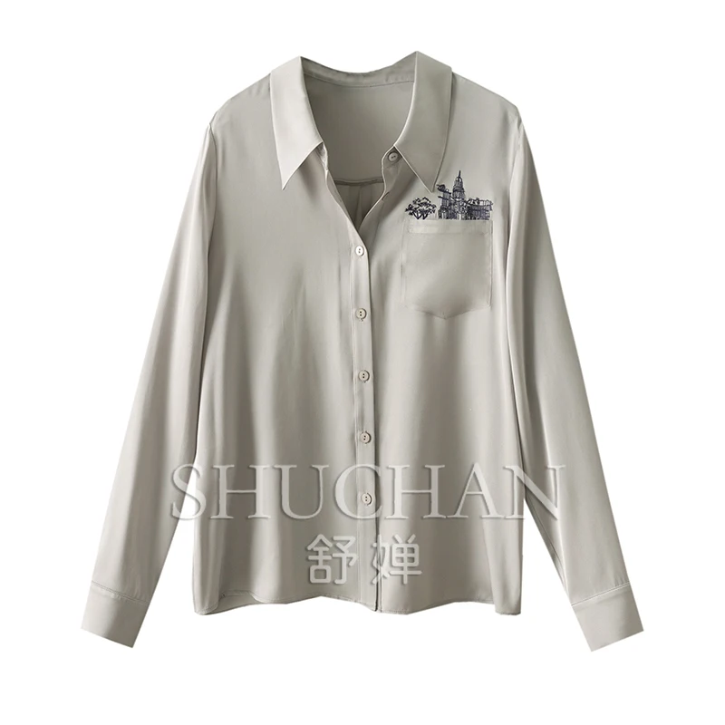 Simple Embroidery Double Joe Silk Shirt Women Blusas Mujer De Moda 2025 Verano Blusa Feminina Blouse Women
Simple Embroidery Double Joe Silk Shirt Women Blusas Mujer De Moda 2025 Verano Blusa Feminina Blouse Women