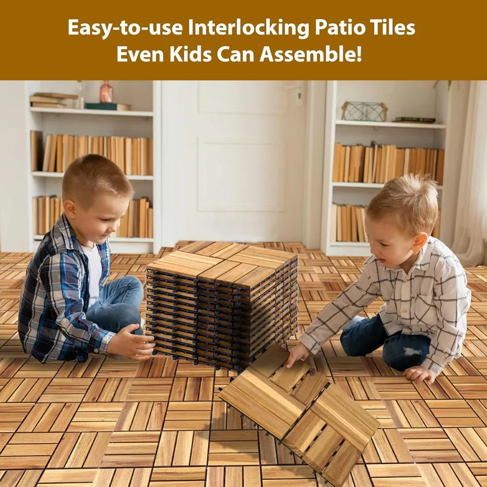Acacia Wood Flooring Interlocking Deck Tiles for Patio Decor 27 Pcs 12 Slats - Waterproof Indoor & Outdoor Decor - Balcony Garde
Acacia Wood Flooring Interlocking Deck Tiles for Patio Decor 27 Pcs 12 Slats - Waterproof Indoor & Outdoor Decor - Balcony Garde