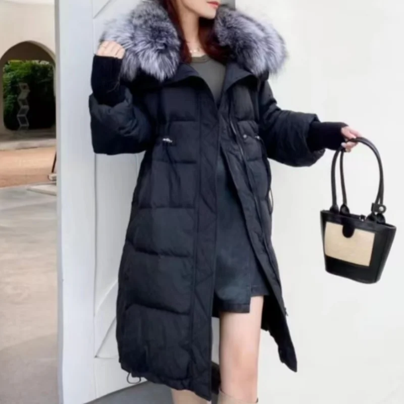 Winter Coat Female 2024 New Jackets for Women Fashion Drawstring Waist Outerwears Big Hair Collar Fur Warm Women's Down Jacket
Winter Coat Female 2024 New Jackets for Women Fashion Drawstring Waist Outerwears Big Hair Collar Fur Warm Women's Down Jacket