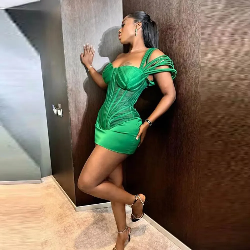One Shoulder Exposed Boning Mermaid Prom Dress Black Girls African Women Birthday Dance Dress Green Mini Cocktail Party Dresses
One Shoulder Exposed Boning Mermaid Prom Dress Black Girls African Women Birthday Dance Dress Green Mini Cocktail Party Dresses