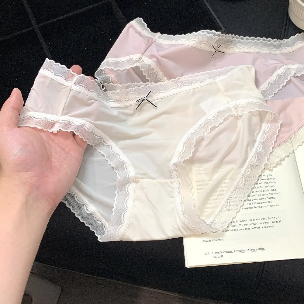 Lingerie Bow Lace Panties Transparent Mid Waist Mesh Thin Briefs Seamless Women Underwear Spring Summer
Lingerie Bow Lace Panties Transparent Mid Waist Mesh Thin Briefs Seamless Women Underwear Spring Summer