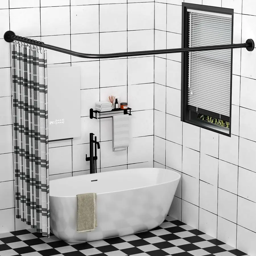 304 Stainless L Shaped Bathroom Bathtub Corner Shower Curtain Rod Rack Black 2469 x 2485, Maximum size 114, Drill Free Install,
304 Stainless L Shaped Bathroom Bathtub Corner Shower Curtain Rod Rack Black 2469 x 2485, Maximum size 114, Drill Free Install,