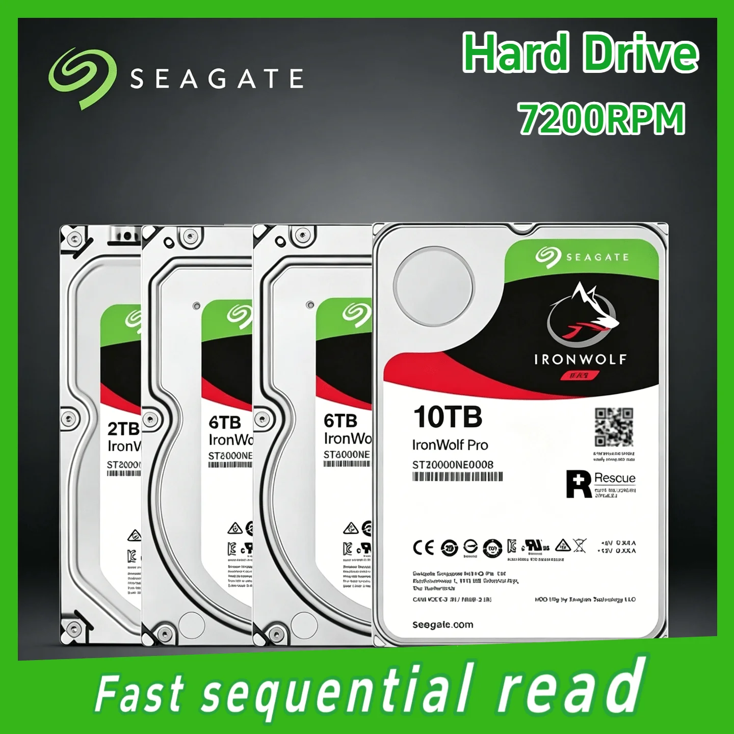 FOR Seagate IronWolf 3.5 Inch SATA3 NAS Hard Drive 16TB 14TB 10TB 8TB 6TB 4TB 2TB 6GB/s 7200RPM for Home Office Pro
FOR Seagate IronWolf 3.5 Inch SATA3 NAS Hard Drive 16TB 14TB 10TB 8TB 6TB 4TB 2TB 6GB/s 7200RPM for Home Office Pro