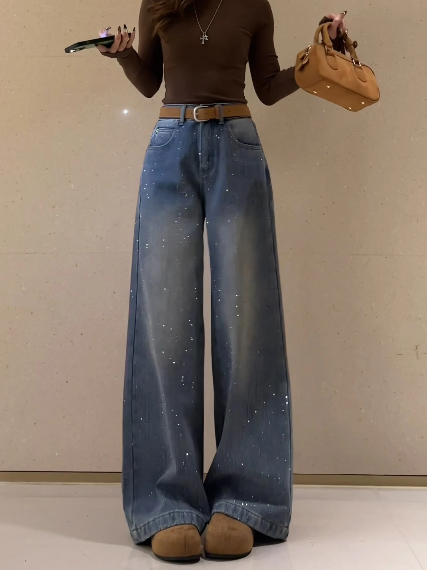 High Waist Fleece Lined Wide Leg Denim Jeans Women's Winter New Style Vintage Drill Heavy Embellishment Suspenders Straight L...
High Waist Fleece Lined Wide Leg Denim Jeans Women's Winter New Style Vintage Drill Heavy Embellishment Suspenders Straight L...