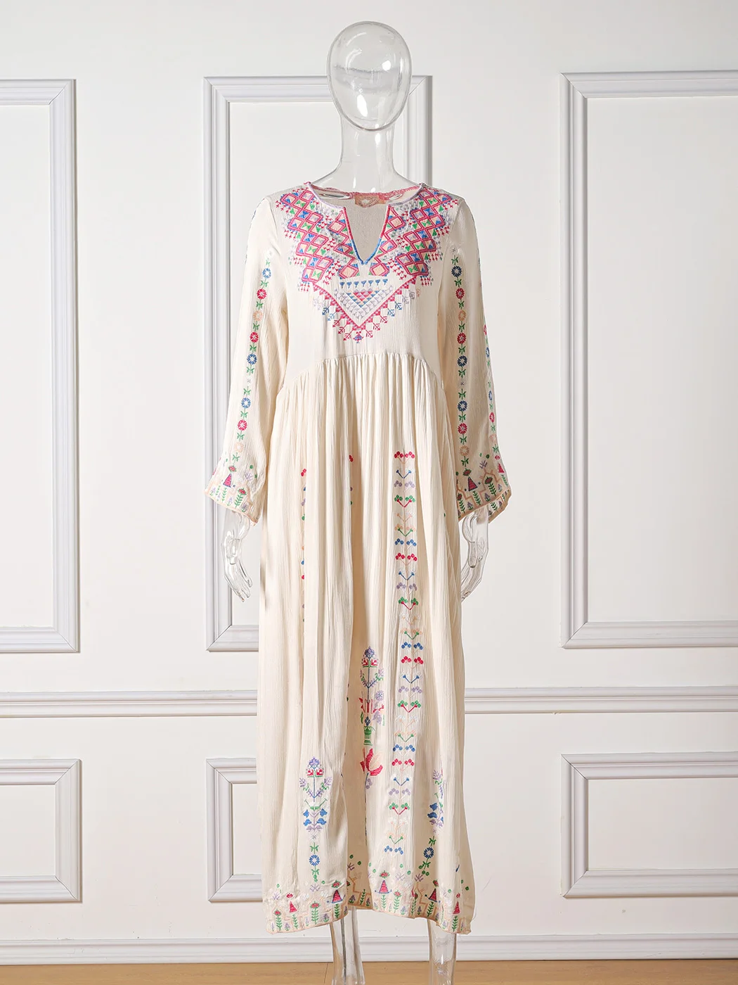 Jastie Vintage Embroidery Maxi Dress Women Summer V Neck Long Sleeve Loose Hem Casual Vestidos Boho Holiday Beach Dresses 2022
Jastie Vintage Embroidery Maxi Dress Women Summer V Neck Long Sleeve Loose Hem Casual Vestidos Boho Holiday Beach Dresses 2022