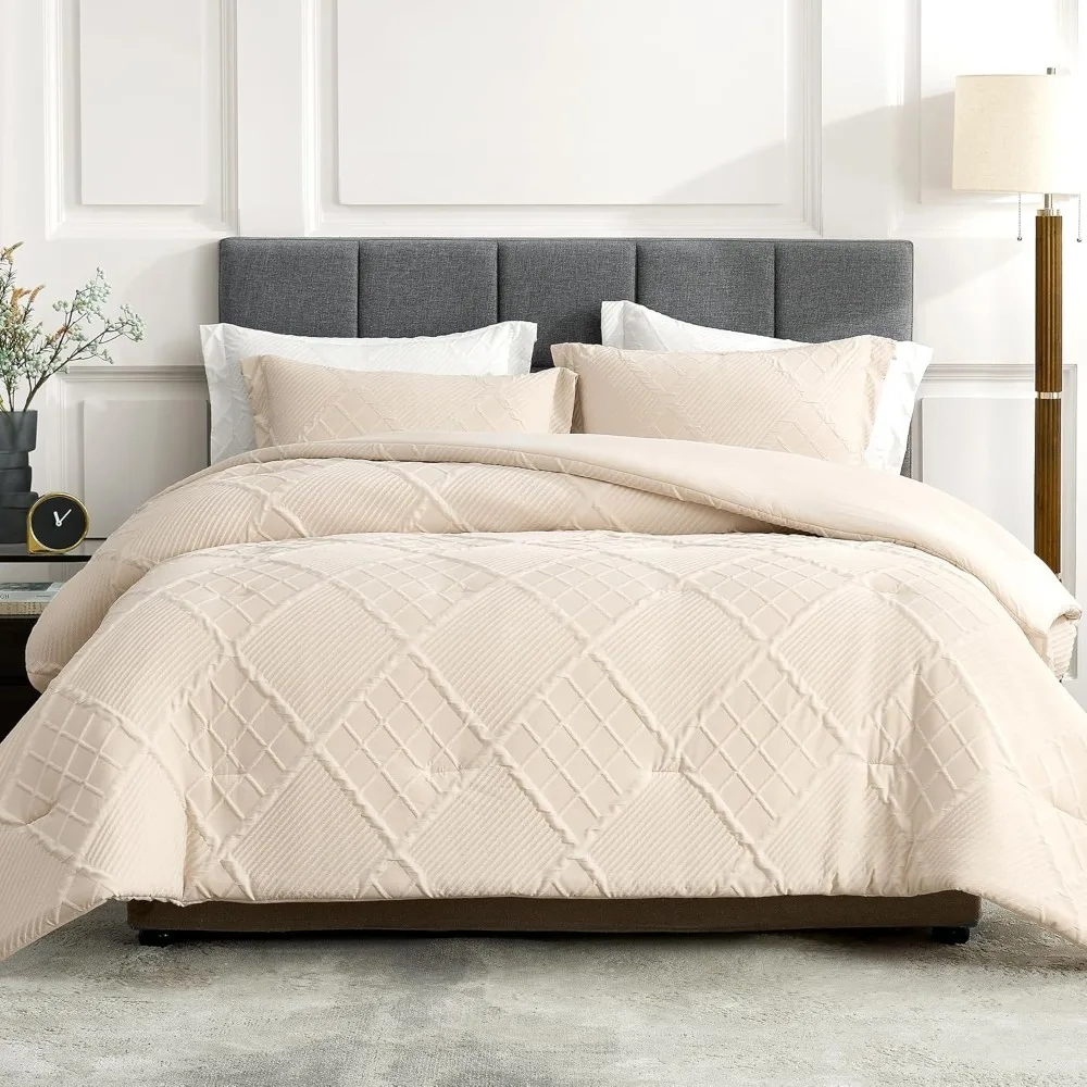 Home Queen Comforter Set, All-Season Down Alternative Bedding, Luxury Soft Jacquard with Elegant Windowpane Design, Cozy
Home Queen Comforter Set, All-Season Down Alternative Bedding, Luxury Soft Jacquard with Elegant Windowpane Design, Cozy