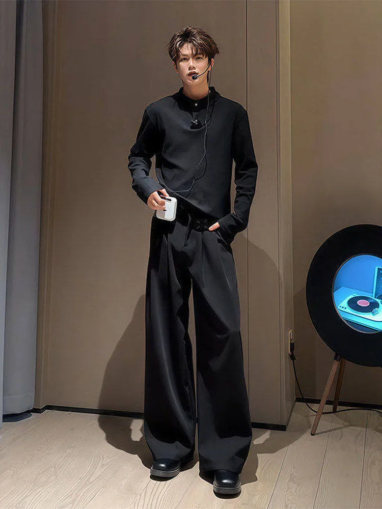 Cleanfit Black Men's Slim Fit Straight Leg Trousers with Embroidery And Pleats Wide Leg Pants Casual Youth Style Spring Season
Cleanfit Black Men's Slim Fit Straight Leg Trousers with Embroidery And Pleats Wide Leg Pants Casual Youth Style Spring Season