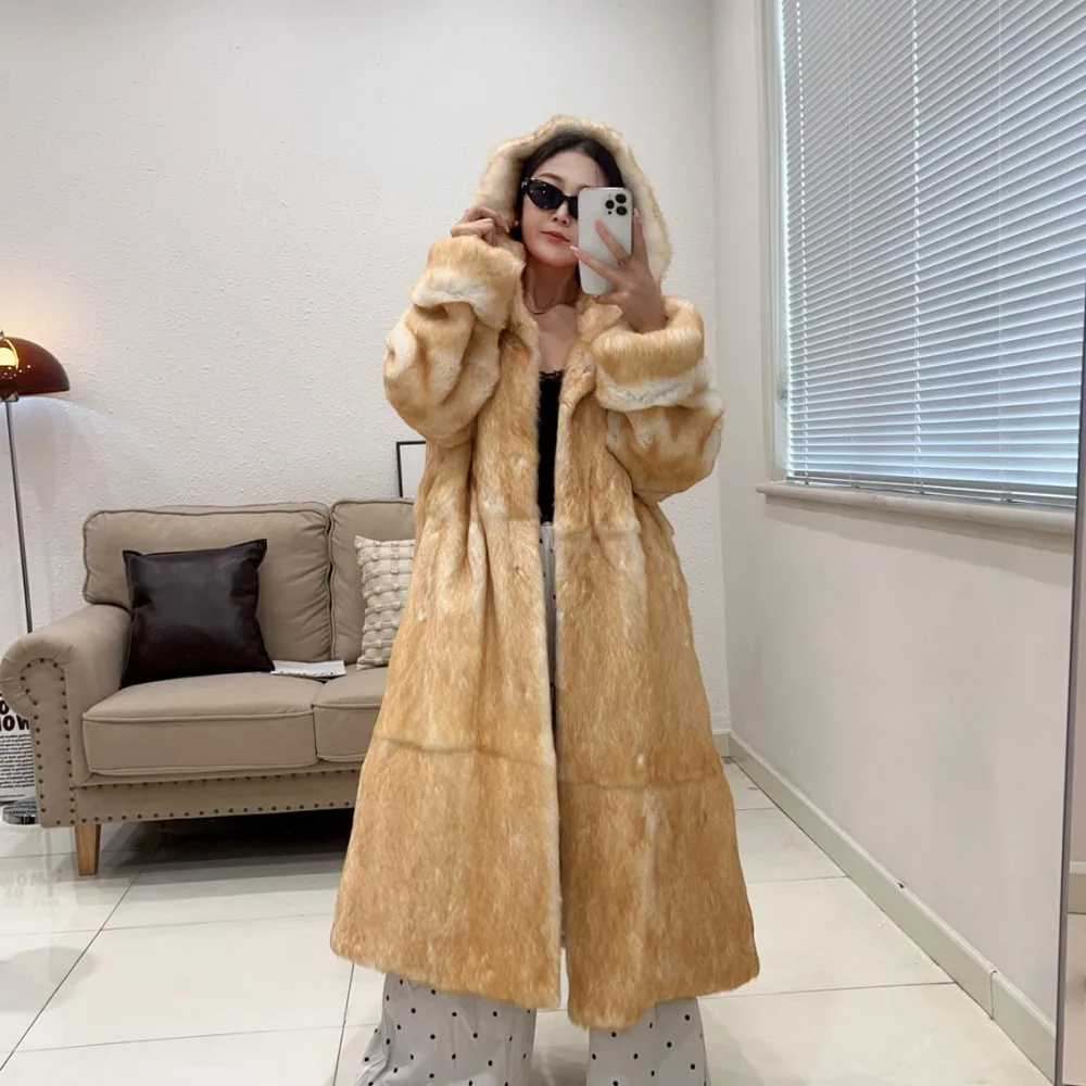 New Real Fur Coat Woman Luxury Long Hooded Natural Rabbit Fur Winter Clothes Woman Chic Thick Warm Fluffy Jacket Outerwear
New Real Fur Coat Woman Luxury Long Hooded Natural Rabbit Fur Winter Clothes Woman Chic Thick Warm Fluffy Jacket Outerwear