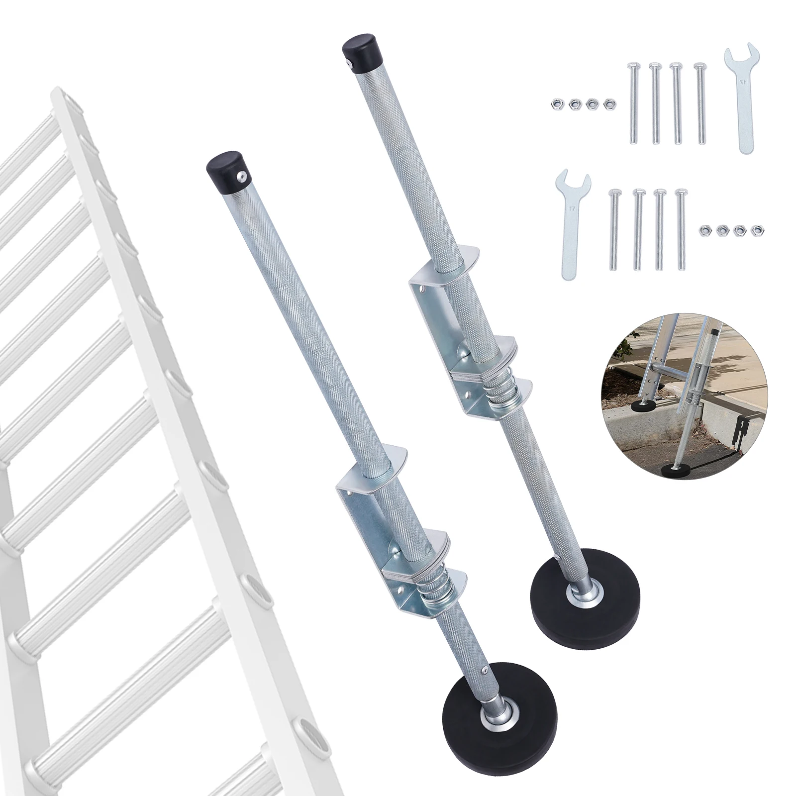 Ladder Leveler Pair W/ Feet Spanners Screws Nuts High Load-bearing Capacity Flexible Axis Adjustable Height Highly Adaptable
Ladder Leveler Pair W/ Feet Spanners Screws Nuts High Load-bearing Capacity Flexible Axis Adjustable Height Highly Adaptable