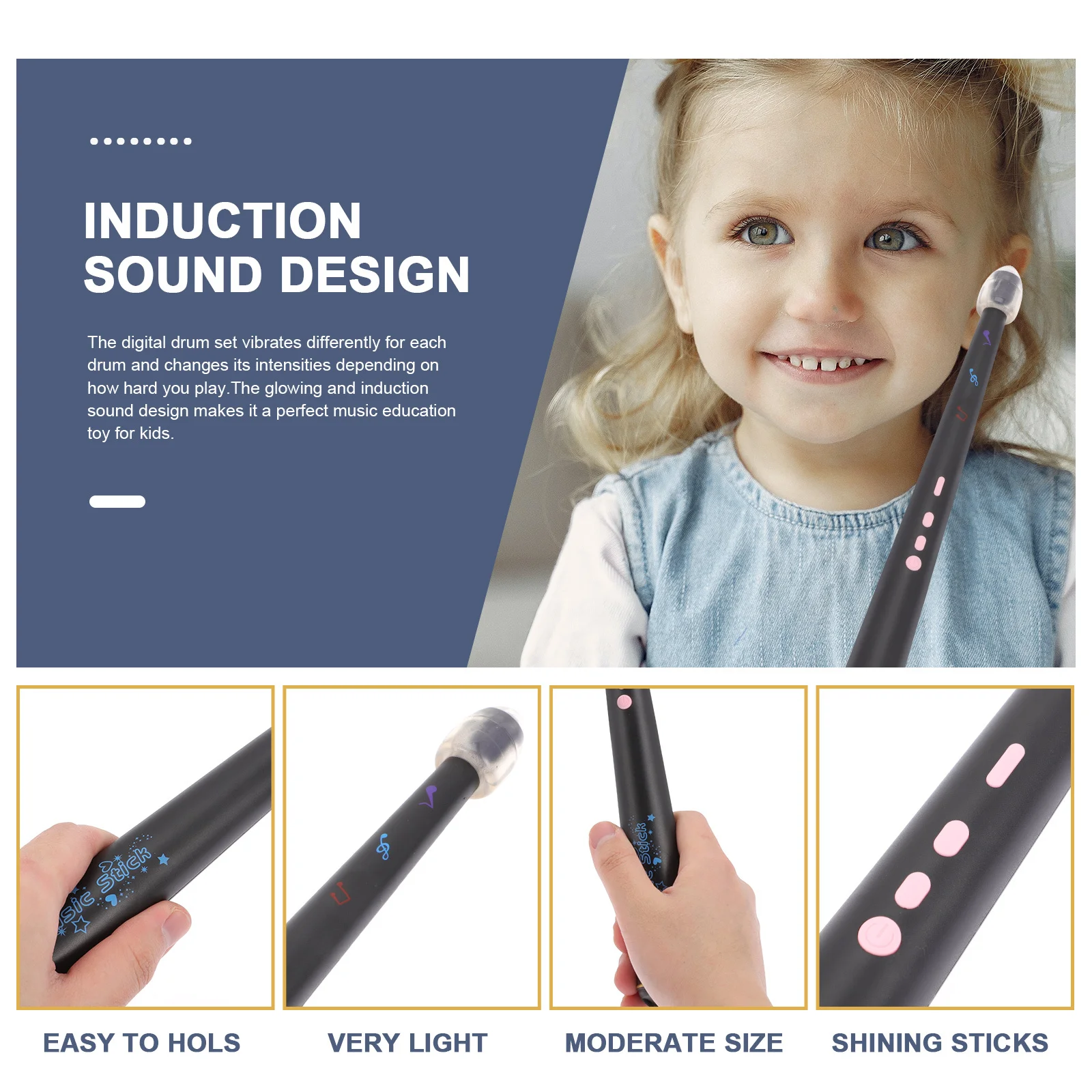 1Pair Electronic Drumstick Comfortable Durable Light Weight Practice Percussion Instrument Creative Glowing Mallet for Kids
1Pair Electronic Drumstick Comfortable Durable Light Weight Practice Percussion Instrument Creative Glowing Mallet for Kids