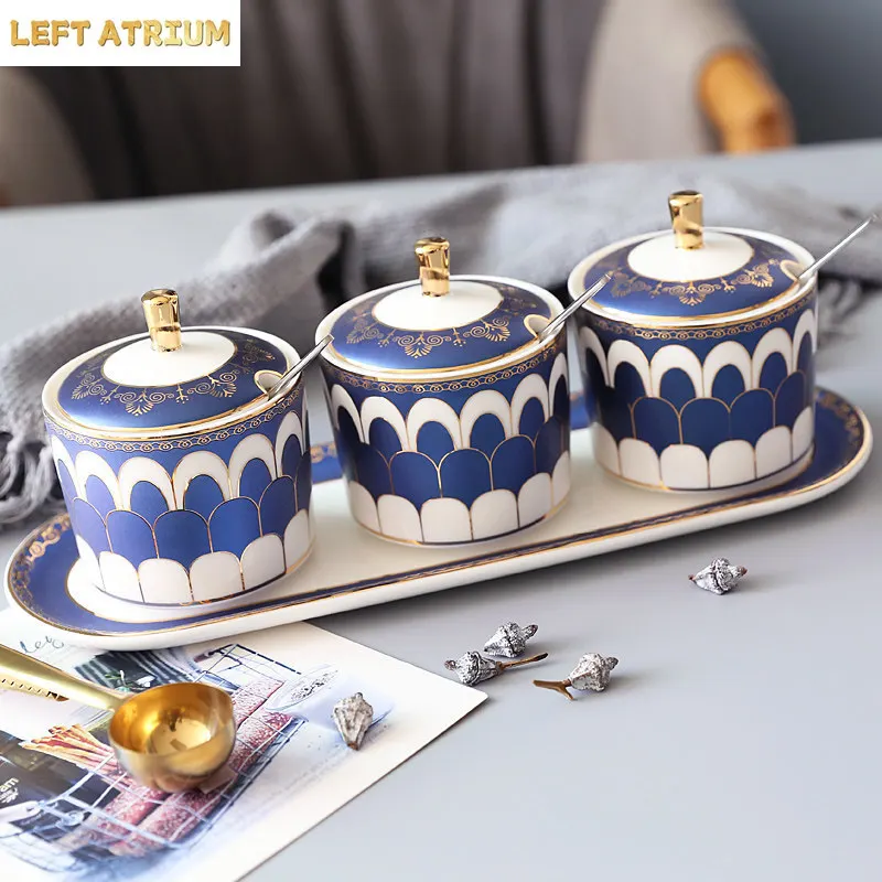 Ceramic Seasoning Jar Spice Jars Set European Style Luxury Gold Edged Ceramic Salt Jar and Sugar Jar Household Kitchen Supplies
Ceramic Seasoning Jar Spice Jars Set European Style Luxury Gold Edged Ceramic Salt Jar and Sugar Jar Household Kitchen Supplies