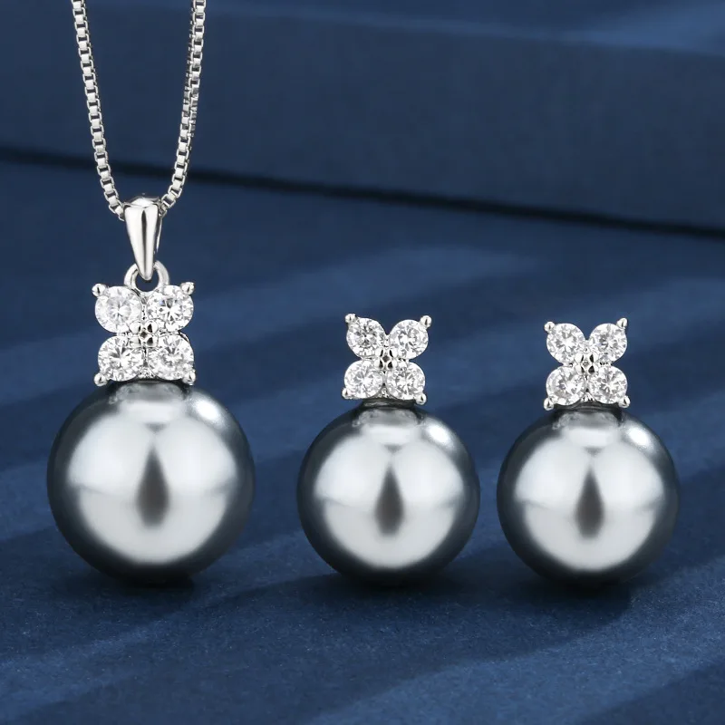 New autumn and winter jewelry set with gold plating and gray pearls, simple everyday style14-12mm
New autumn and winter jewelry set with gold plating and gray pearls, simple everyday style14-12mm