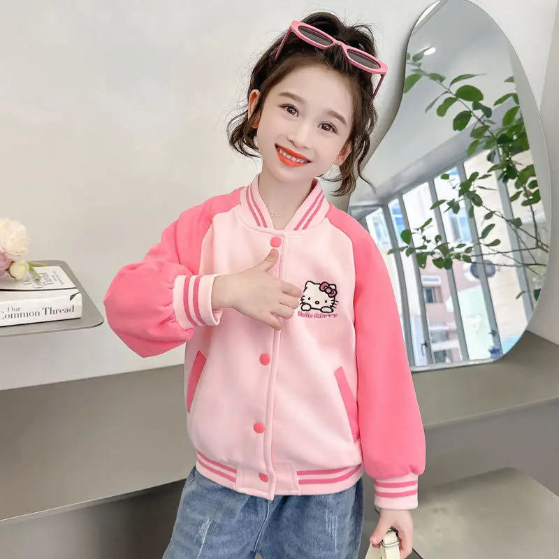 Kawaii Hello Kitty Girls Baseball Coat Sanrio Anime Children Long-Sleeved Jacket Cartoon Cute Baby Fashion Clothes Gift for Kids
Kawaii Hello Kitty Girls Baseball Coat Sanrio Anime Children Long-Sleeved Jacket Cartoon Cute Baby Fashion Clothes Gift for Kids