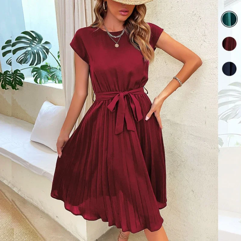 YUDX Elegant Women Summer Casual Beach Sundress Short Sleeve Pleated Midi Dress Soild Colour O Neck Tunic Dresses Fashion
YUDX Elegant Women Summer Casual Beach Sundress Short Sleeve Pleated Midi Dress Soild Colour O Neck Tunic Dresses Fashion