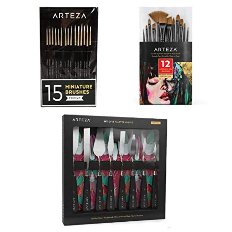 Palette Knives 8-Pack with Paint Brushes Set of 12 and Set of 15, Painting Art Supplies for Artist, Hobby Painters and Beginner
Palette Knives 8-Pack with Paint Brushes Set of 12 and Set of 15, Painting Art Supplies for Artist, Hobby Painters and Beginner