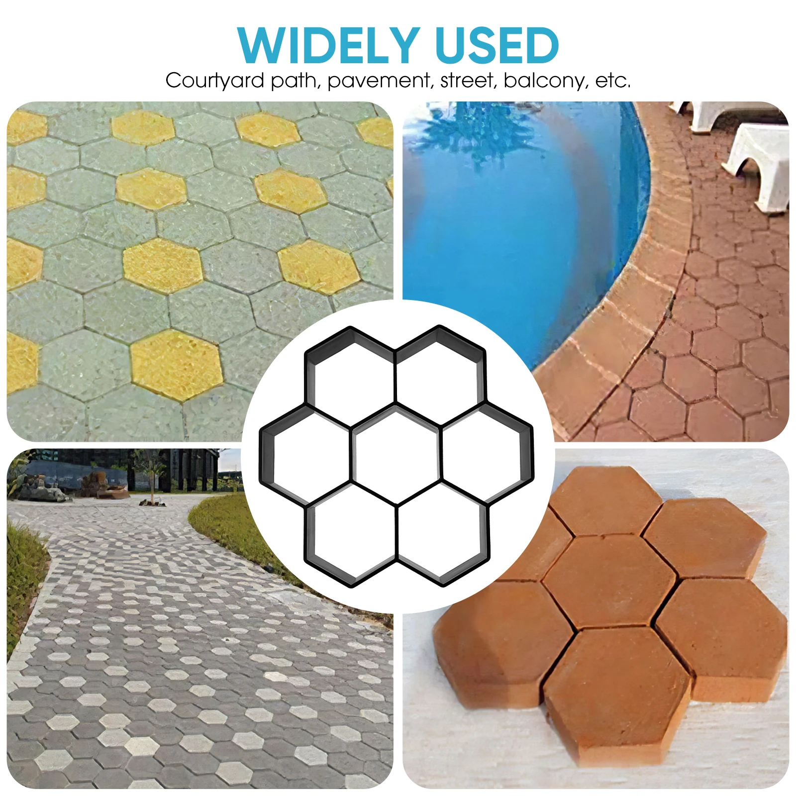 Hexagon Tiles Cement Path Mold Garden Paver Floor Reusable DIY Stone Plastic Tile Artistic Yard Decor
Hexagon Tiles Cement Path Mold Garden Paver Floor Reusable DIY Stone Plastic Tile Artistic Yard Decor