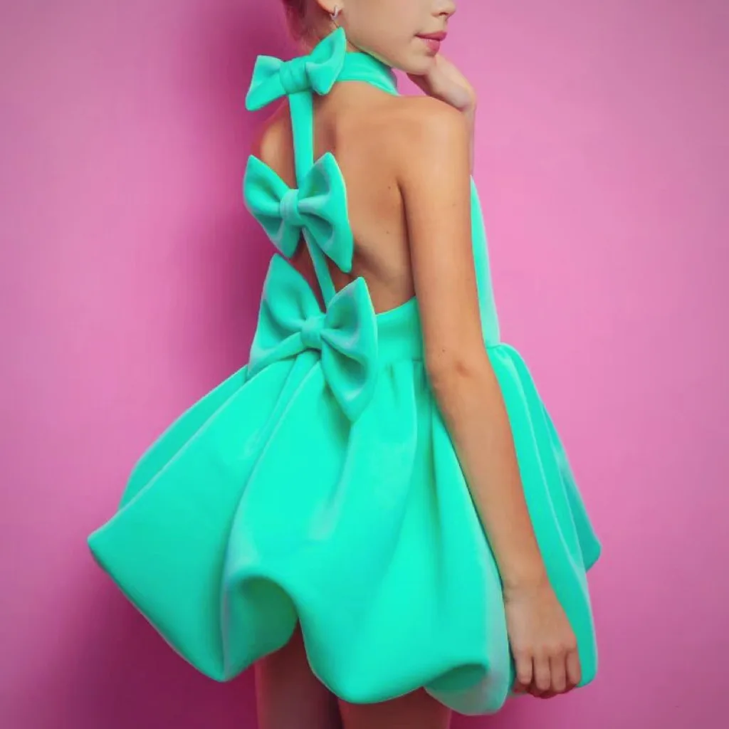Новое зеленое платье-бант для девочек, модное, без рукавов, с открытой спиной, с завязками на шее, детское платье для свадьбы, вечеринки, выступления на фортепиано
Новое зеленое платье-бант для девочек, модное, без рукавов, с открытой спиной, с завязками на шее, детское платье для свадьбы, вечеринки, выступления на фортепиано