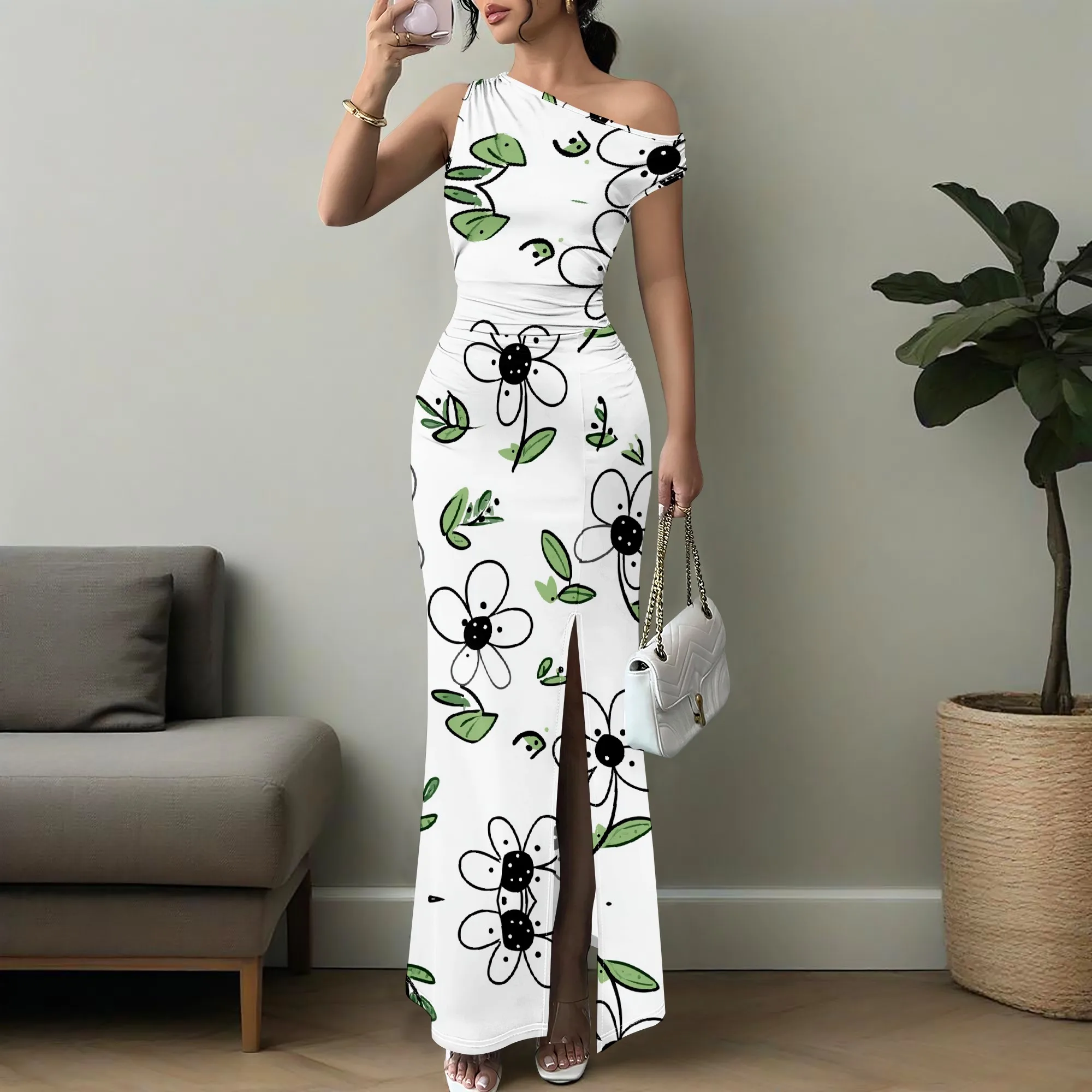 Elegant Women's One Shoulder Maxi Dress Bodycon Side Slit Hand-Drawn Floral Print Summer Party Dresses XS-3XL
Elegant Women's One Shoulder Maxi Dress Bodycon Side Slit Hand-Drawn Floral Print Summer Party Dresses XS-3XL