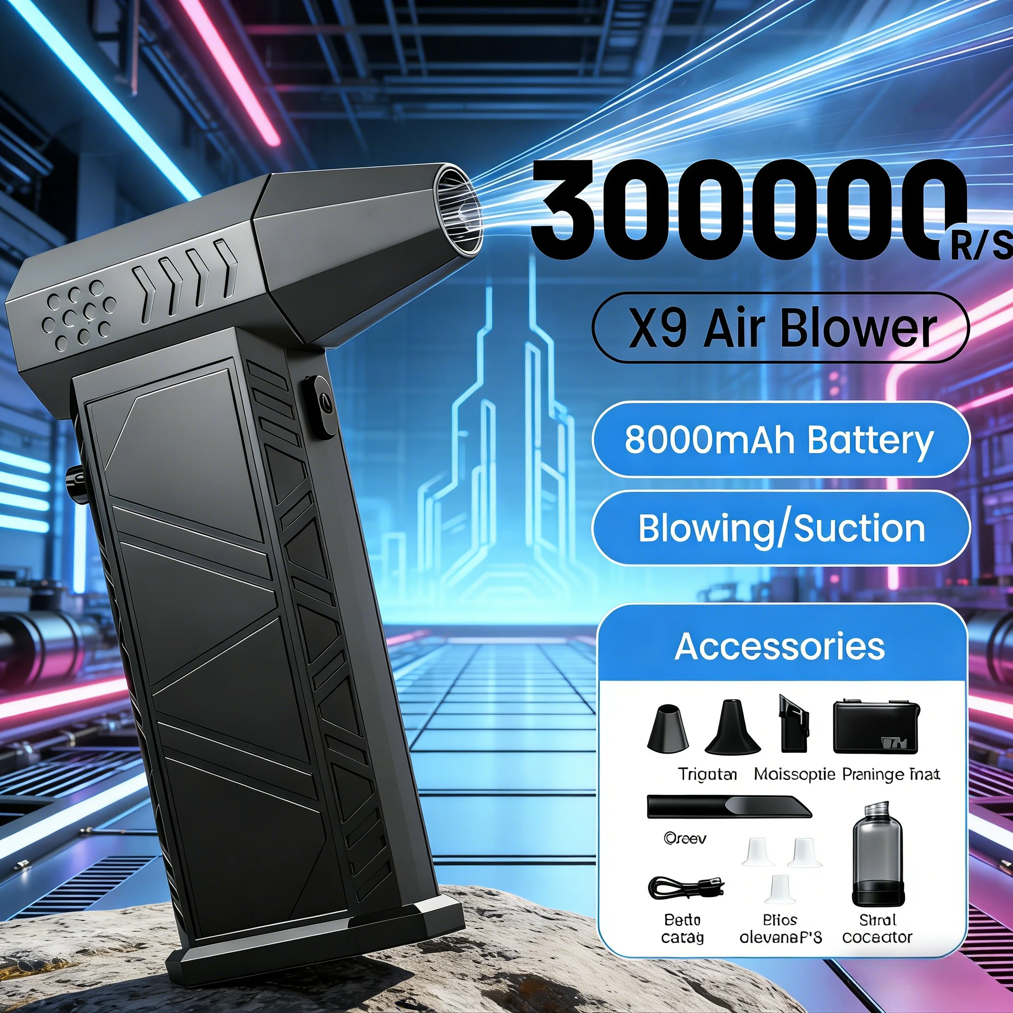 Бесщеточный пылесос X9 300000 об/мин CycloneDuster | Портативный пылесос-воздуходувка 2-в-1 для чистки ПК, клавиатуры и автомобиля
Бесщеточный пылесос X9 300000 об/мин CycloneDuster | Портативный пылесос-воздуходувка 2-в-1 для чистки ПК, клавиатуры и автомобиля