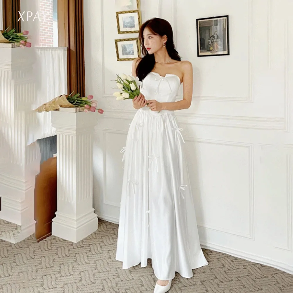 XPAY Elegant Sweetheart A Line Wedding Dresses Korea Photoshoot Dress Floor-Length Sleeveless Ribbon Satinr Length Wedding Dress 
XPAY Elegant Sweetheart A Line Wedding Dresses Korea Photoshoot Dress Floor-Length Sleeveless Ribbon Satinr Length Wedding Dress