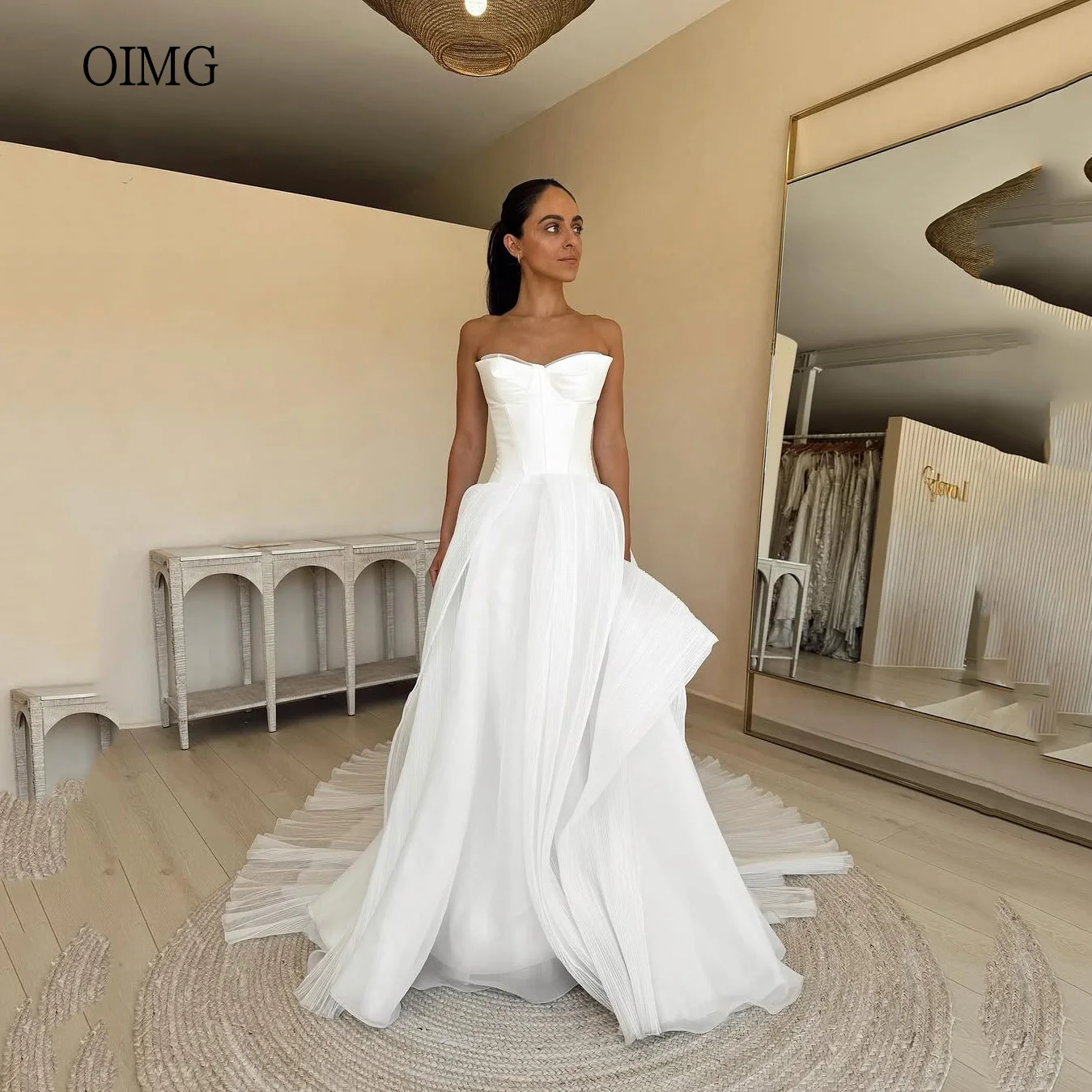 OIMG Pastrol A Line Wedding Dress Sweetheart Neck Bride Dresses Sleeveless Tulle Floor Length Wedding Gowns Customized
OIMG Pastrol A Line Wedding Dress Sweetheart Neck Bride Dresses Sleeveless Tulle Floor Length Wedding Gowns Customized