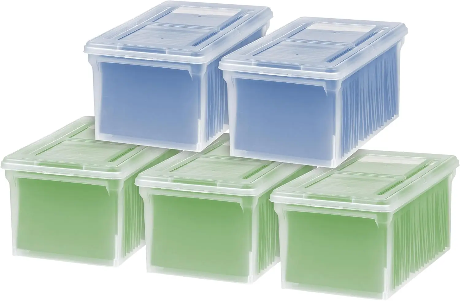 IRIS USA File Box with Hinged Split Lid for Letter Documents, Clear Plastic Storage Bin, Stackable Portable, 44 Qt 5 Pack
IRIS USA File Box with Hinged Split Lid for Letter Documents, Clear Plastic Storage Bin, Stackable Portable, 44 Qt 5 Pack