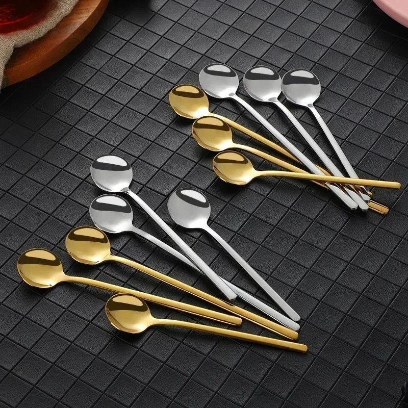 Cute Long Handle Spoons Stainless Steel Golden Coffee Spoon Dessert Ice Cream Spoon Kitchen Food Tableware Dinner Set
Cute Long Handle Spoons Stainless Steel Golden Coffee Spoon Dessert Ice Cream Spoon Kitchen Food Tableware Dinner Set