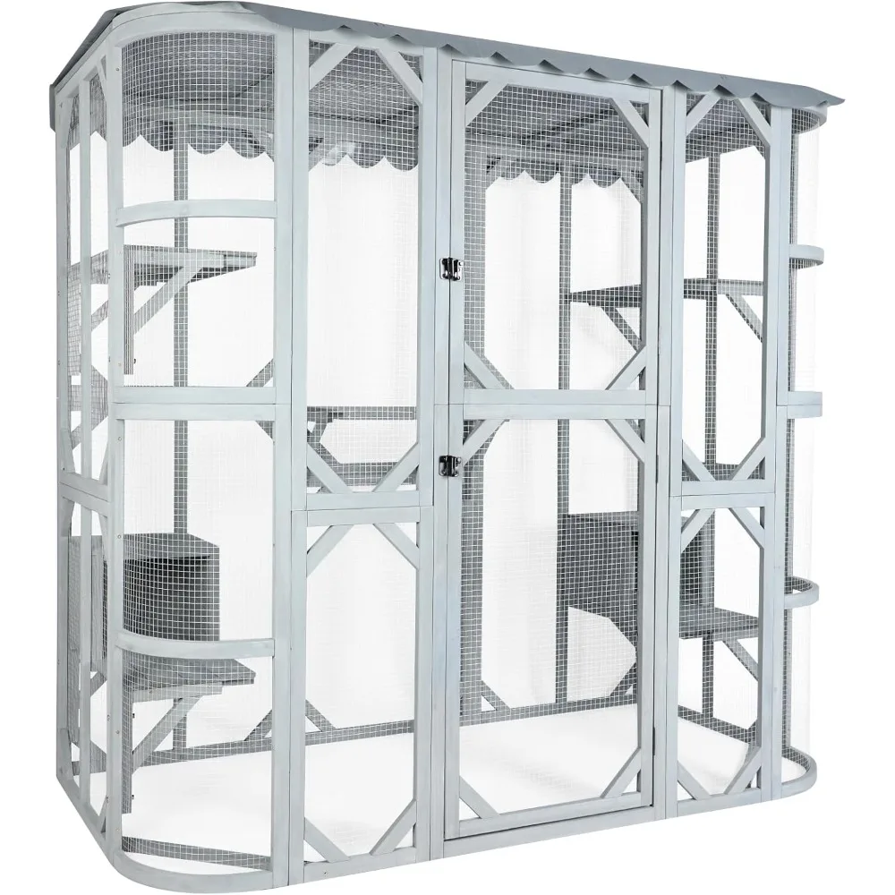 Outdoor Cat House with Weatherproof Roof,Large Catio Cat Enclosure for Multiple Cats Life Walks in Cat Cage & Run
Outdoor Cat House with Weatherproof Roof,Large Catio Cat Enclosure for Multiple Cats Life Walks in Cat Cage & Run