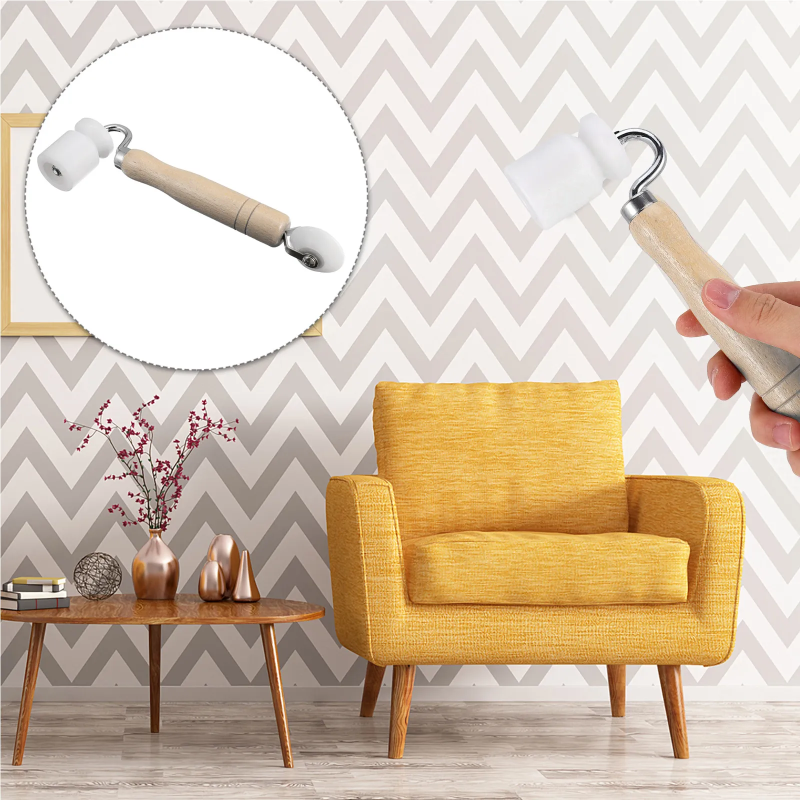 Seam Roller Wallpaper Construction Tool with Wooden Handle and Roller Wheel for Professional Wall Papering Vinyl Film Auto
Seam Roller Wallpaper Construction Tool with Wooden Handle and Roller Wheel for Professional Wall Papering Vinyl Film Auto