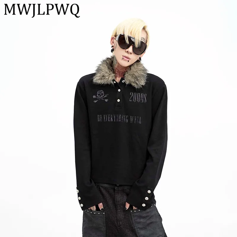 MWJLPWQ Niche Fur Collar Patchwork Slim Fit T-shirts Unisex Button Design Streetwear Short Autumn Long Sleeve Tee For Men 14727
MWJLPWQ Niche Fur Collar Patchwork Slim Fit T-shirts Unisex Button Design Streetwear Short Autumn Long Sleeve Tee For Men 14727